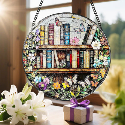 8'' Stained Glass Suncatcher Ornament, Stained Glass Window Hanging, Sun Catchers for Windows Hanging Ornaments, Window Decor | Book Club Gift, Fantasy Book Lover Gift, Reader Gifts