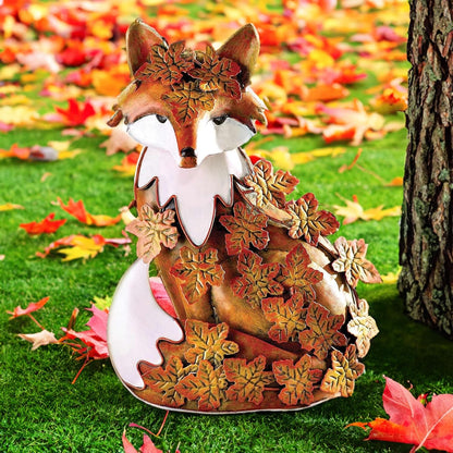 10" Metal Cute Fox Garden Accent, Whimsical Fox Lover Ornament, Real Metal Sculpture Decor, Funny Animal Outdoor Statue, Unique Decorative Lawn Fox Figurine Gift