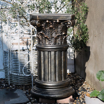 Classic Roman Column Pedestal 23.6” – Black Bronze Decorative Pillar for Indoor Outdoor Garden Display