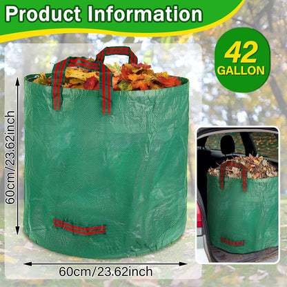 1PC Yard Waste Bag-42 Gallon Trash Bags,Reusable Lawn Leaf Bags,Standable Garden Waste Bags With 4 Handles,Collapsible Gardening Containers for Lawn and Leaf Trash,Weed Bag