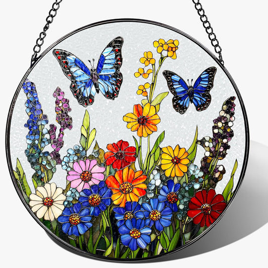 Stained Glass Window Hanging, 8 Inch Stained Glass Suncatcher Ornament, Suncatchers for Windows