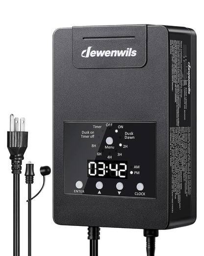 DEWENWILS 120W Low Voltage Transformer with Photocell Sensor & Timer, 120V AC to 12V DC, Weatherproof Landscape Lighting Transformer for Spotlights, Garden Lights, Steplight, Billboard…