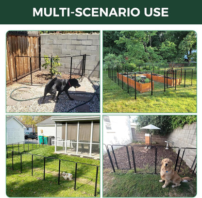 FXW Garden Fence Outdoor for The Yard – 50in(H) x 83.5ft(L) Heavy Duty Metal Animal Barrier for Dog and Rabbit, Decorative Dog Fence, 32 Panels, Black