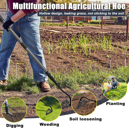 Hoe Garden Tool, 70 Inch Long Handle Hollow Hoe, Adjustable Manual Weeder Heavy Duty Garden Hoe for Weeding, Digging, Hoeing, Cutting and Loosing Soil