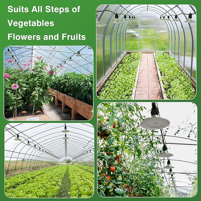 Espird Outdoor Grow Lighs,22FT Waterproof String Grow Light,Full Spectrum Grow Light Strip, Outdoor Grow Light for Veg Seedling Flower in Greenhouse, Garden, Backyard, Farm (6-Light)
