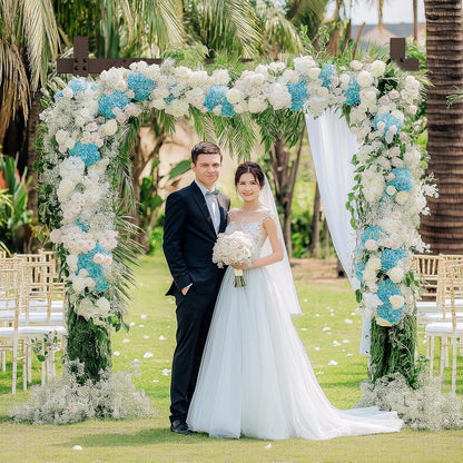 7.48 FT Square Wood Wedding Arches Wooden Arch for Ceremony Wooden Arbor for Wedding Backdrop Stand for Indoor Outdoor Wedding Party Garden Beach Forest Rustic Boho Decor
