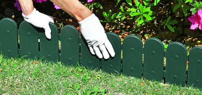 Evelyne Garden Border Edging: Wooden Fence Design - 8pcs Green Yard Landscaping Fence Liner Lawn Edge Barrier - 10ft Kit of Decorative Lawn Landscape Panels Elements -Landscaping Edging-GMT-10374-B08