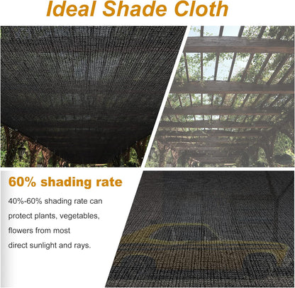 SPORTYOUTH 70% Shade Cloth for Patio, 6x50 ft Mesh Tarp with Grommets, UV Resistant Black Sunblock Sun Shade Netting Cover for Garden, Greenhouse, Chicken Coop, Pergola, RV, Canopy, Barn Kennel