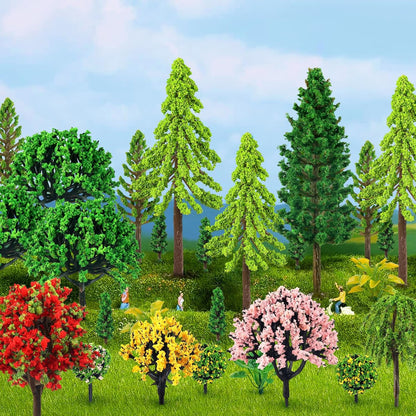 38PCS Mini Model Miniature Trees, Mixed Model Colourful Trees Building Train Scenery Architecture Fake Trees for DIY Crafts, Building Model, Scenery Landscape