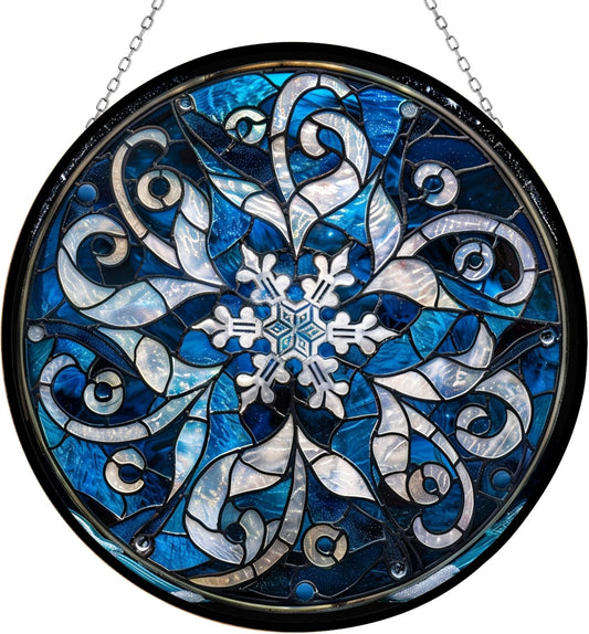 Christmas Snowflake Stained Glass Suncatcher by Clare Donovan Stained Glass Window Hanging Home