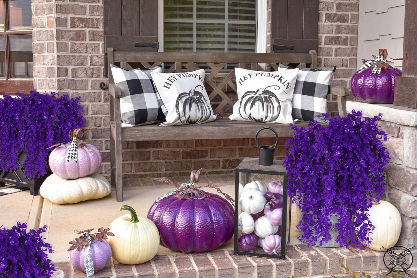 RECUTMS 4 Pack Artificial Plants Hanging Faux Eucalyptus Leaf Greenery Fake Plant for Wall House Room Patio Indoor Outdoor Home Shelf Office Decor (Purple)