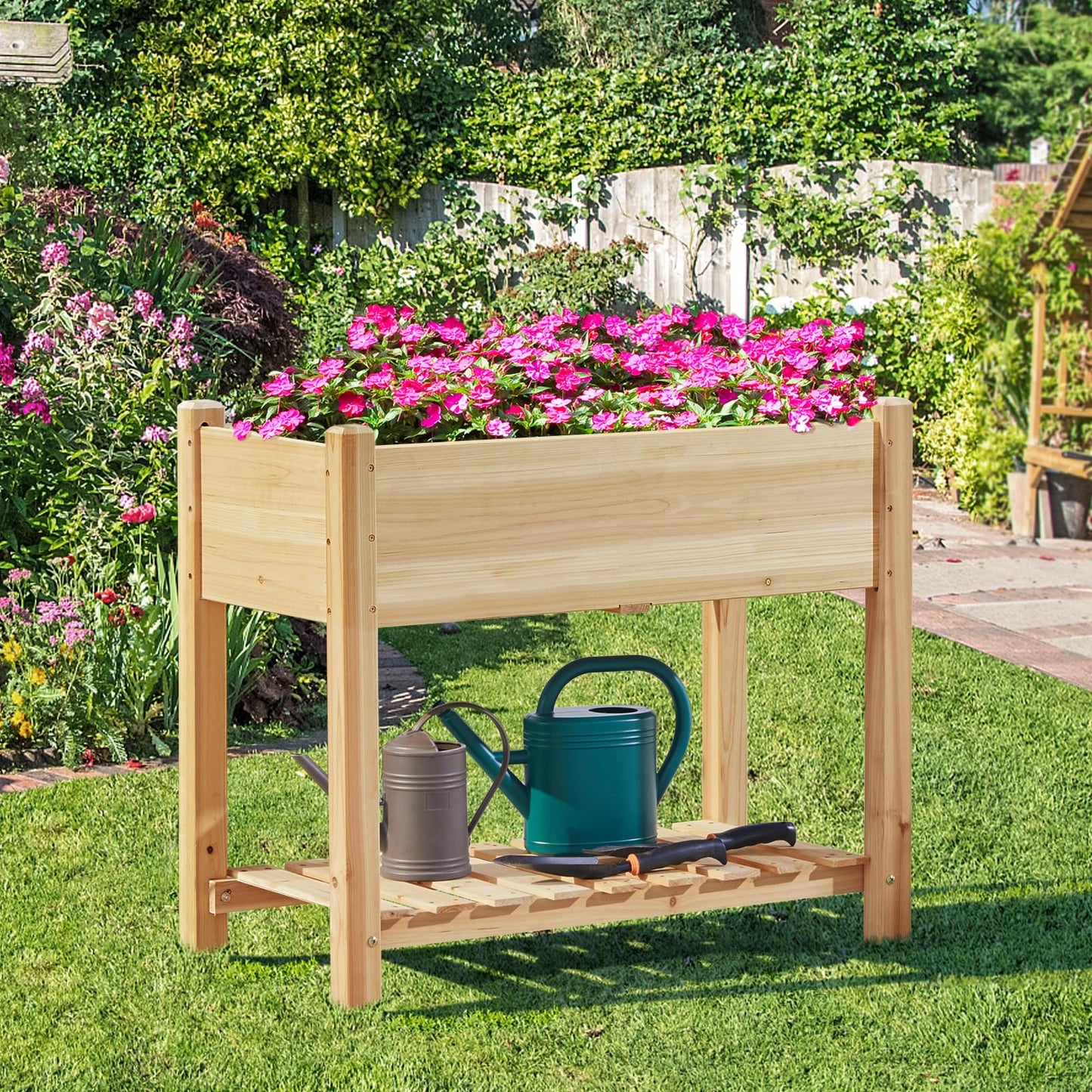 Yaheetech 34" Raised Garden Bed with Legs, Wooden Planter Box, 1Pcs