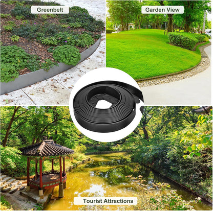 uxcell Landscape Edging, 1Pcs 66FT x 2" - No Dig Garden Edging Kit with 60 Stakes, Landscape Edging Border for Garden Lawn Flower Bed Yard Grass (Black)