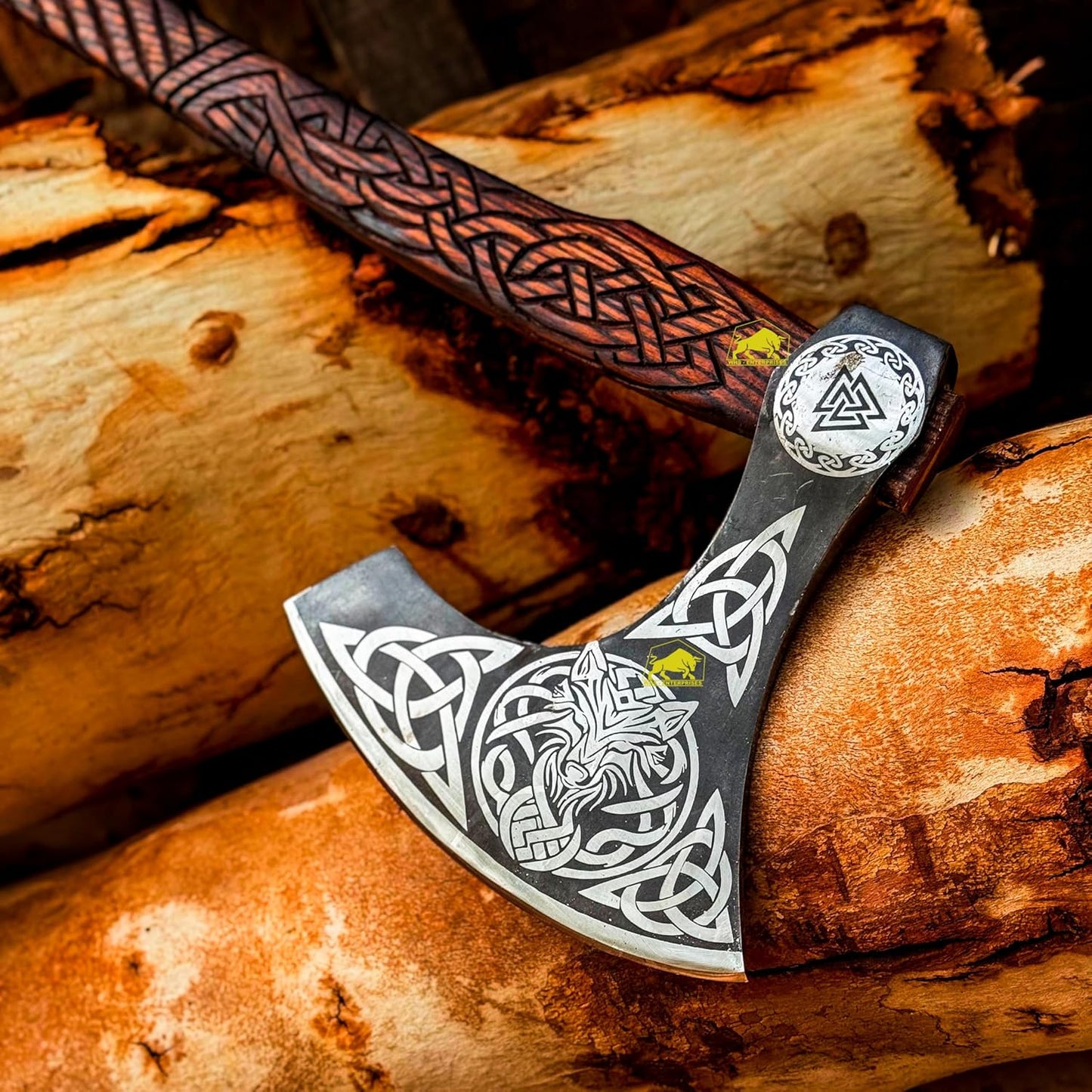 MDM-012 Custom Hand Forged Viking Axe Real Tomahawk Viking Hatchet Beared Camping Axe, 5160 HIGH Carbon Steel Blade, Throwing Set Vintage Ax Viking Gift for Him - Viking Gifts (Ragnar)