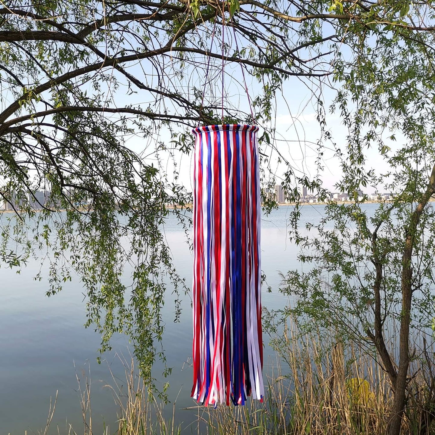 Satin Ribbon Windsock Streamer, Outdoor Decorations for Your Patio, Garden, Yard, Dock and Camper, 41-Inch, WS41-LBH
