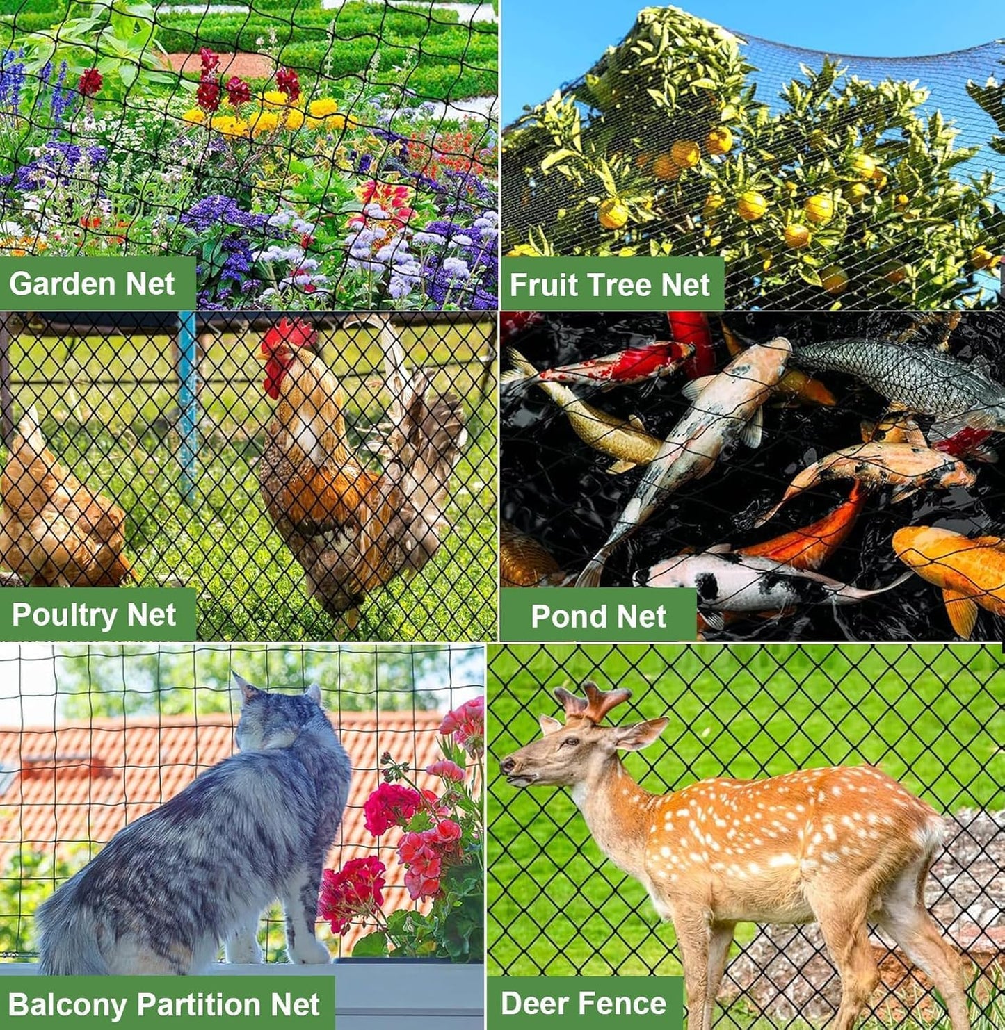 Bird Netting, Heavy Garden Netting Reusable Protective Garden Netting for Plants Fruit Trees Vegetables Against Birds and Other Animals (5cm hole-16'x50')