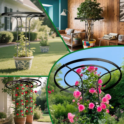Mushroom Top Trellis for Climbing Plants Outdoor, 4.59FT Decorative Obelisk Plant Support with Rustproof PE-Coated Metal Poles, Rose Trellis for Clematis Ivy, Black