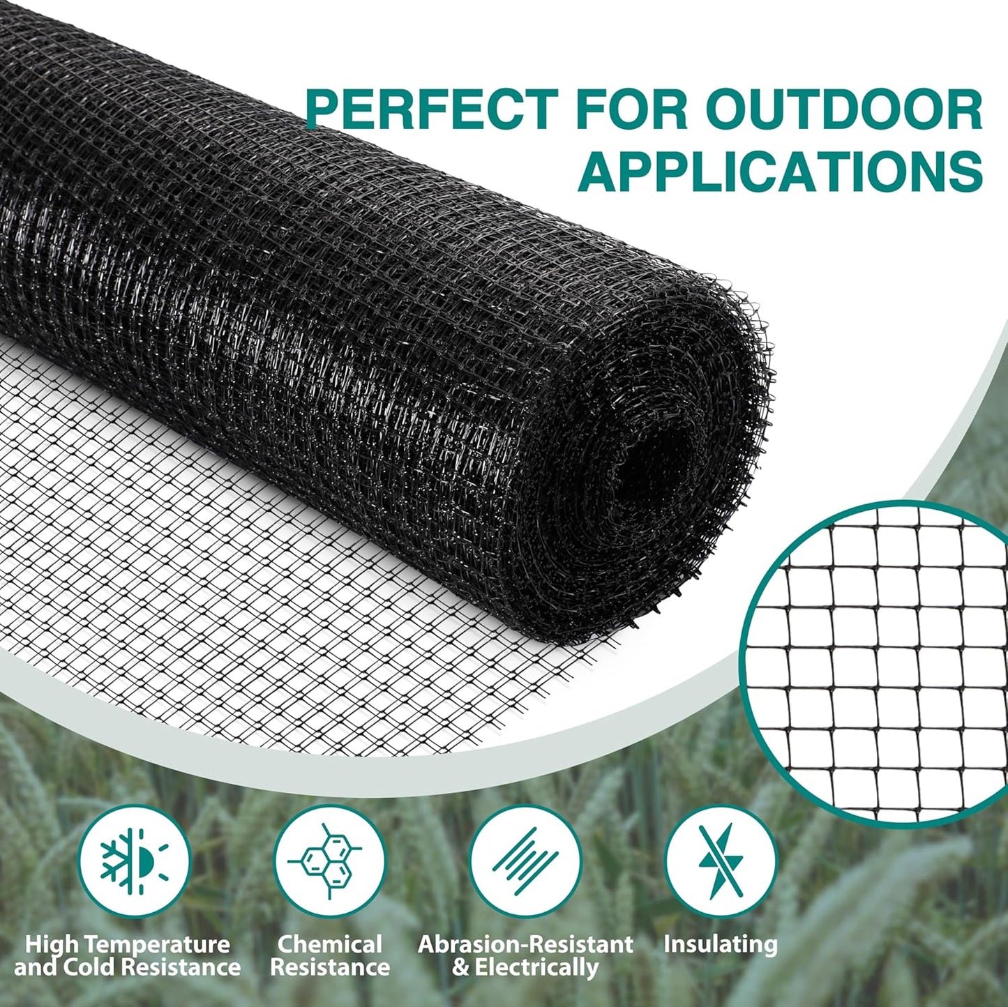 FRUITEAM 8ft×165ft Deer-Fence,Deer-Netting for Garden,Wildlife Netting,Heavy Duty Garden Fencing Roll for Plant Protection