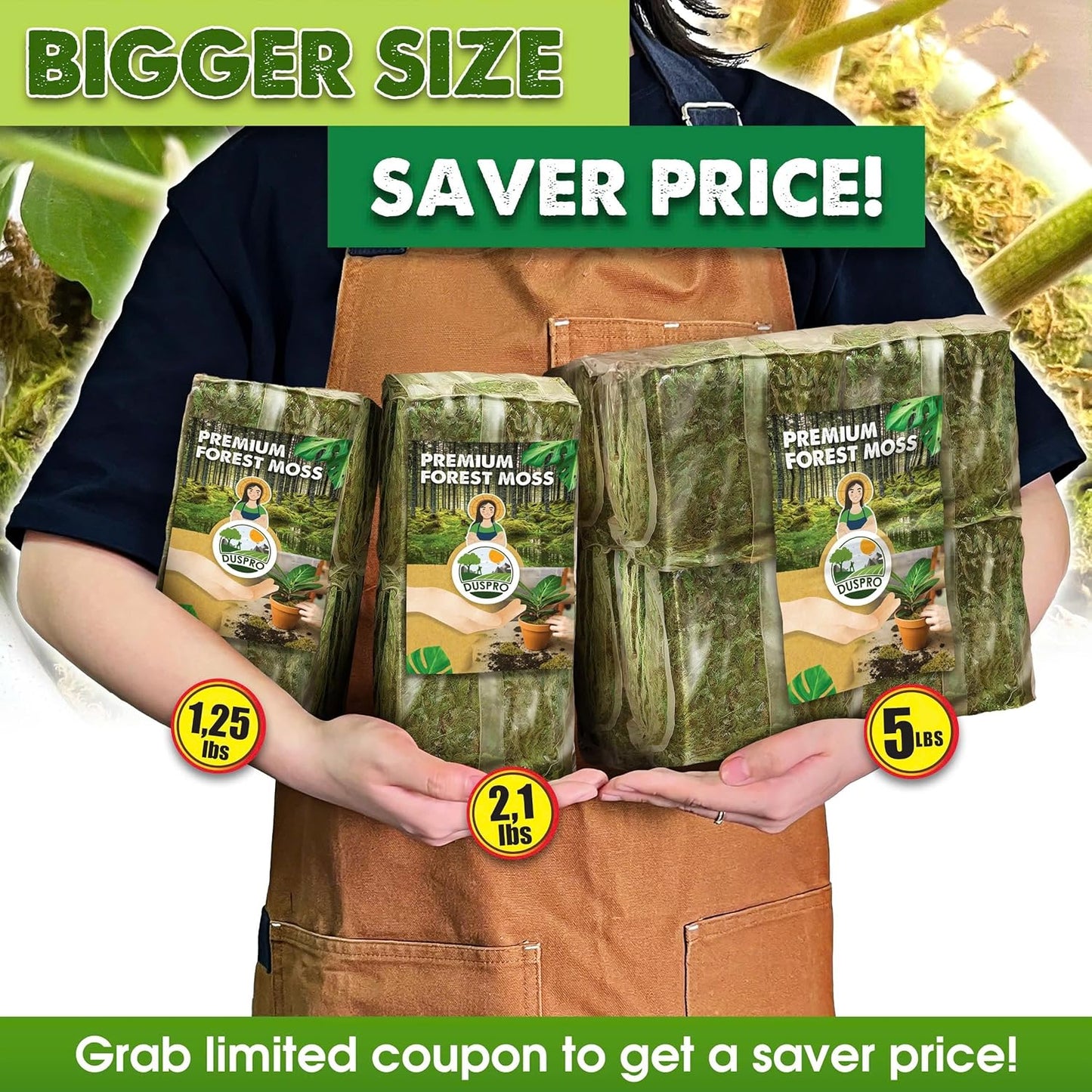 DUSPRO Dried Moss for Potted Plants, Forest Orchid Moss for Potting Mix, Sphagnum Potting Moss for Plants Indoor, Real Moss Soil Cover for Houseplant (2.1 LBS)