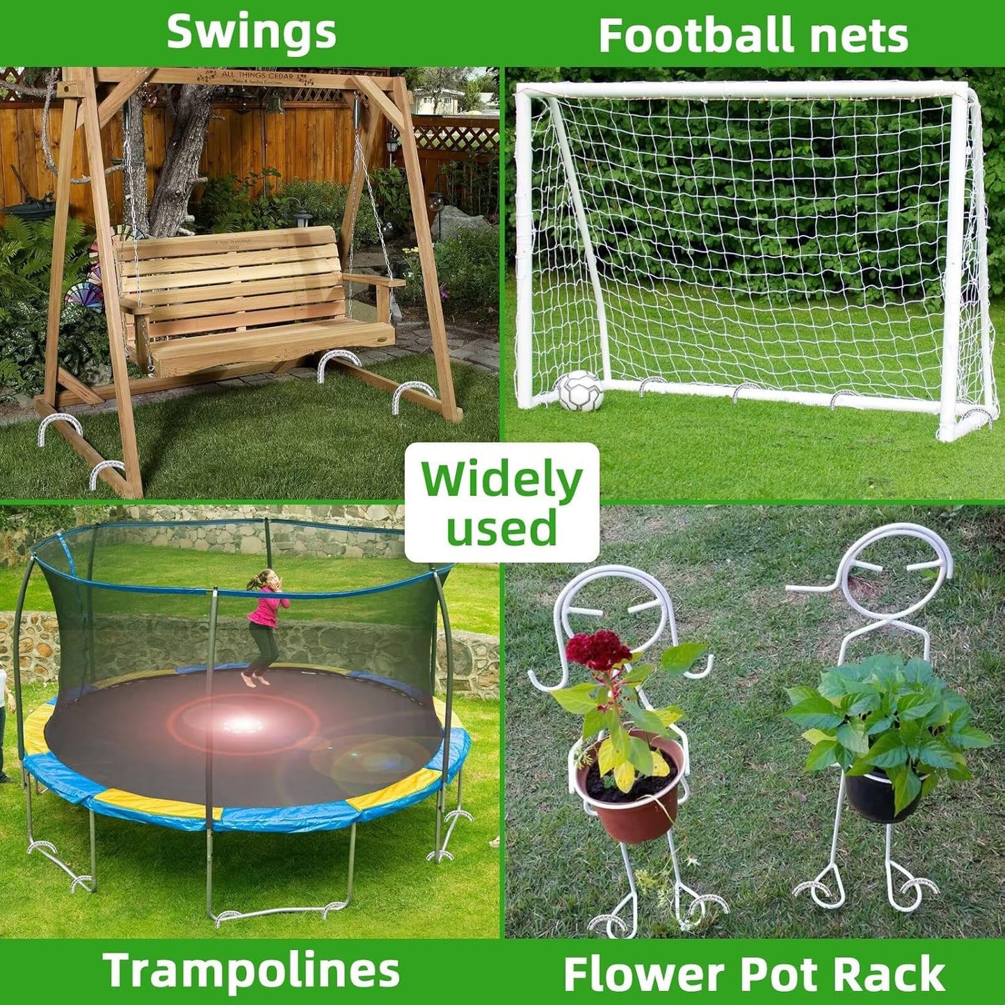 Trampoline Stakes Anchors High Wind 12inx6mm Galvanized U Hook 12pcs Rebar Stakes – Heavy Duty Ground Anchors for Trampoline,Yard & Inflatable,Landscape Metal Stakes for Outdoor Decorations