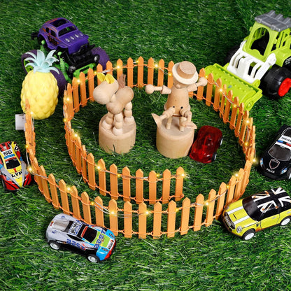 Mini Fairy Garden Fence, 35.5x2 Inch Cuttable Small Wood Picket Fence, DIY Miniature Accessories Decoration for Dollhouse, Crafts, Vegetable Platter, Cake(Orange)