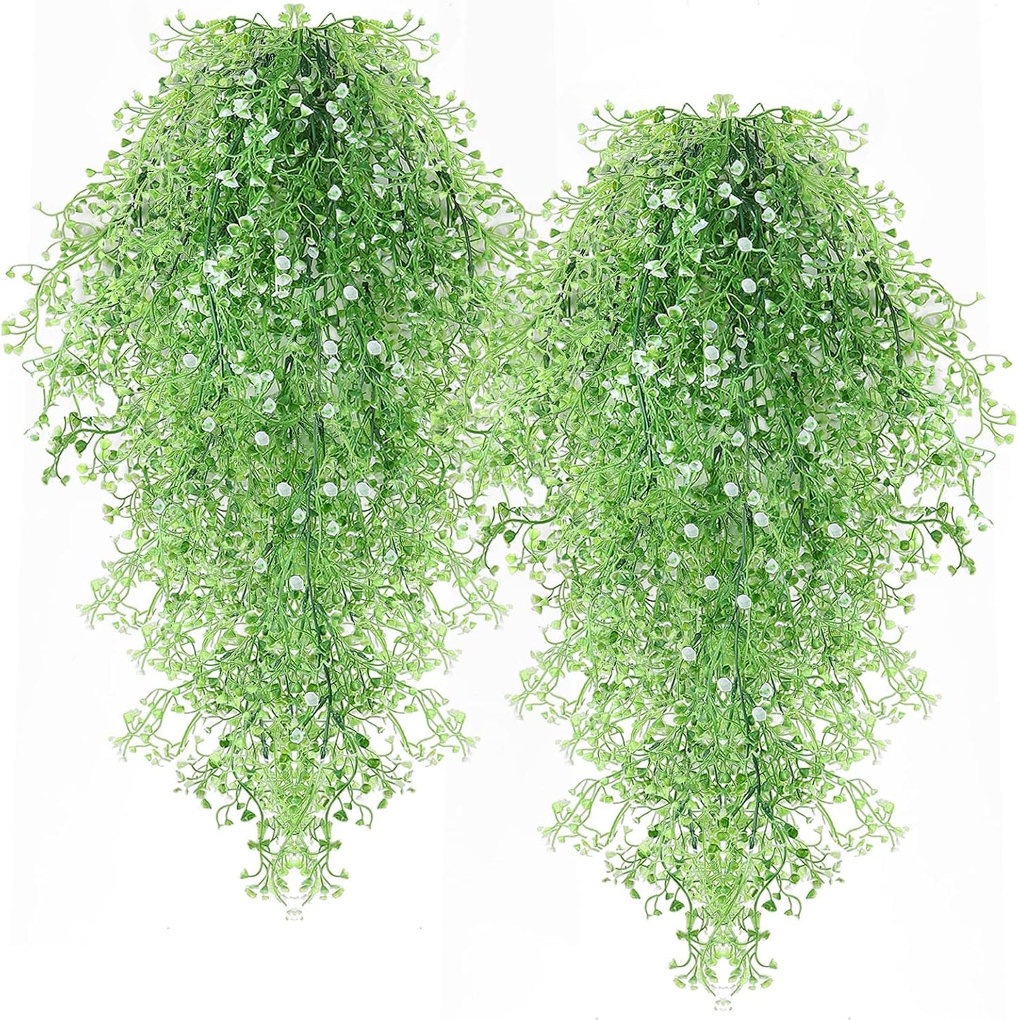 RECUTMS Fake Hanging Plants Artificial Ferns for Outdoor Hanging Faux Plants Vine Ivy Faux Fern Hanging Vines Wall Plants for Home Garden Party Wedding Decor (White 4P)