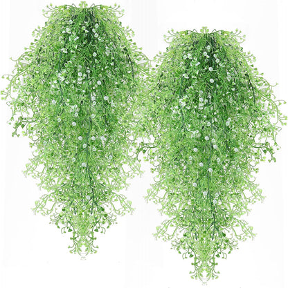 RECUTMS Fake Hanging Plants Artificial Ferns for Outdoor Hanging Faux Plants Vine Ivy Faux Fern Hanging Vines Wall Plants for Home Garden Party Wedding Decor (White 4P)