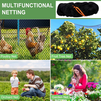 Bird Net - 50' x 50' Garden Netting with 2.4" Square Mesh Protect Fruit Tree, Plant & Vegetables from Poultry, Deer and Pests, Heavy Duty Tree Net for Garden, Farm, Orchard, etc.