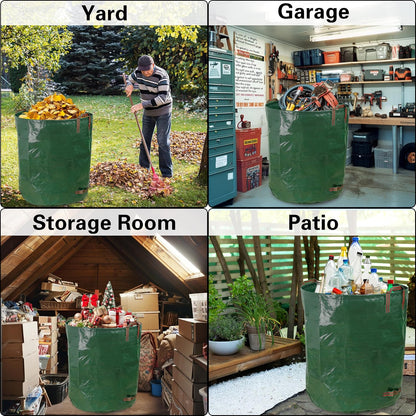 Gardzen 3-Pack 72 Gallon Yard Waste Bags, Reusable Heavy Duty Collapsible Garden Leaf Bags with Plastic Ring, Stand-Up Yard Waste Bin for Leaves, Lawn Debris & Grass Clippings, PE Material