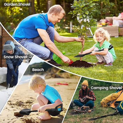 Garden Shovels for Digging, Small Beach Shovel with D-Handle 31 inch, Metal Folding Hand Sand Survival Camping Adult Kids Shovel for Gardening Cleaning
