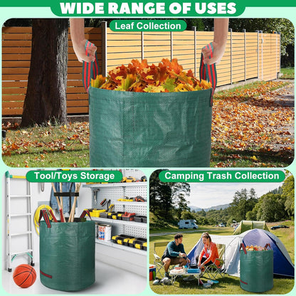 Reusable Yard Waste & Lawn and Leaf Bags with Gloves Pack - 72 & 32 Gallon Heavy Duty Lawn Trash Bags, Multi-Purpose: Garden Debris, Leaf Collection & Tool Storage, Collapsible for Easy Storage