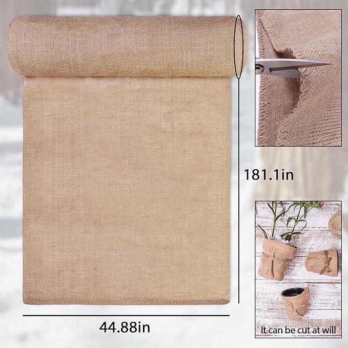 Natural Burlap Plant Covers Freeze Protection,Burlap Winter Frost Plant Blankets for Trees and Shrubs Winter Protection (45 INx15 FT)