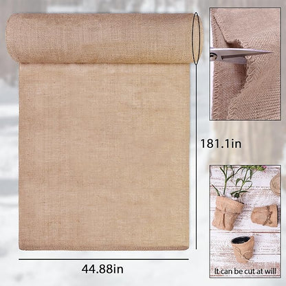 Natural Burlap Plant Covers Freeze Protection,Burlap Winter Frost Plant Blankets for Trees and Shrubs Winter Protection (45 INx15 FT)