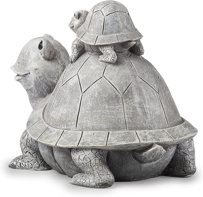 Roman Garden - Turtle and Baby Statue, 7" H, Pudgy Pals Collection, Resin and Dolomite, Decorative, Garden Gift, Home Outdoor Decor, Durable, Long Lasting