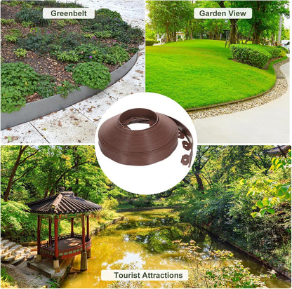 uxcell Landscape Edging, 1Pcs 80FT x 2" - No Dig Garden Edging Kit with 75 Stakes, Landscape Edging Border for Garden Lawn Flower Bed Yard Grass (Brown)