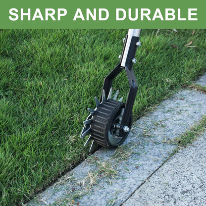 Wheel Rotary Edger Lawn Tool, Grass Edge Trimmer, Sidewalk Manual Lawn Edger, Strong 3 Sections Stainless Steel Handle with Cushion Grip, 58.3-Inch
