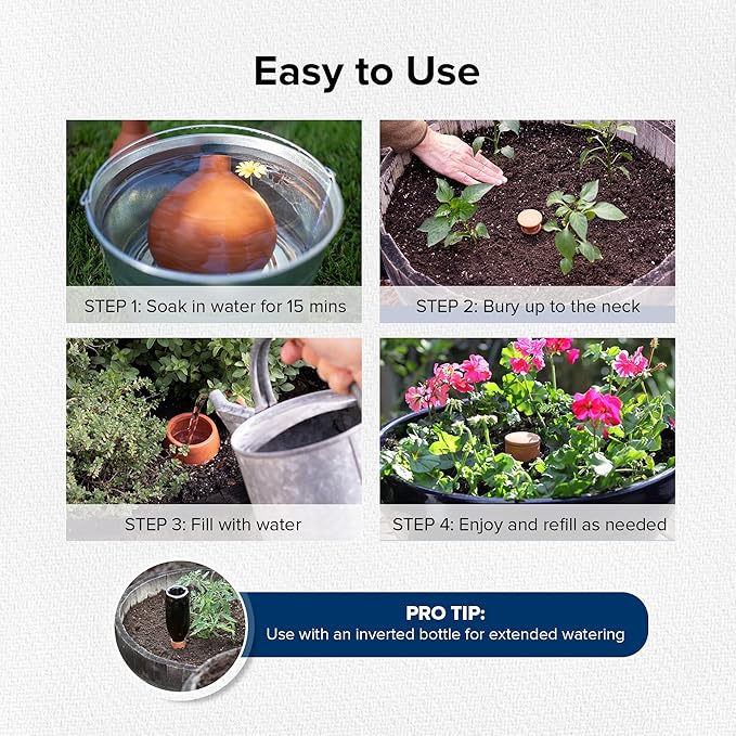 Olla Classic Small – Olla Watering Pot with lid | Olla Watering System with Terra Cotta Clay Irrigation Pots | Self Watering Ollas While on Vacation | The Olla Company