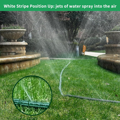25FT Flat Sprinkler Hose for Lawn Watering Garden Soaker Hose with Holes, Heavy Duty Lightweight No-Kink Water Hose with Stakes, Irrigation Hose, Great Fun for Kids and Dog