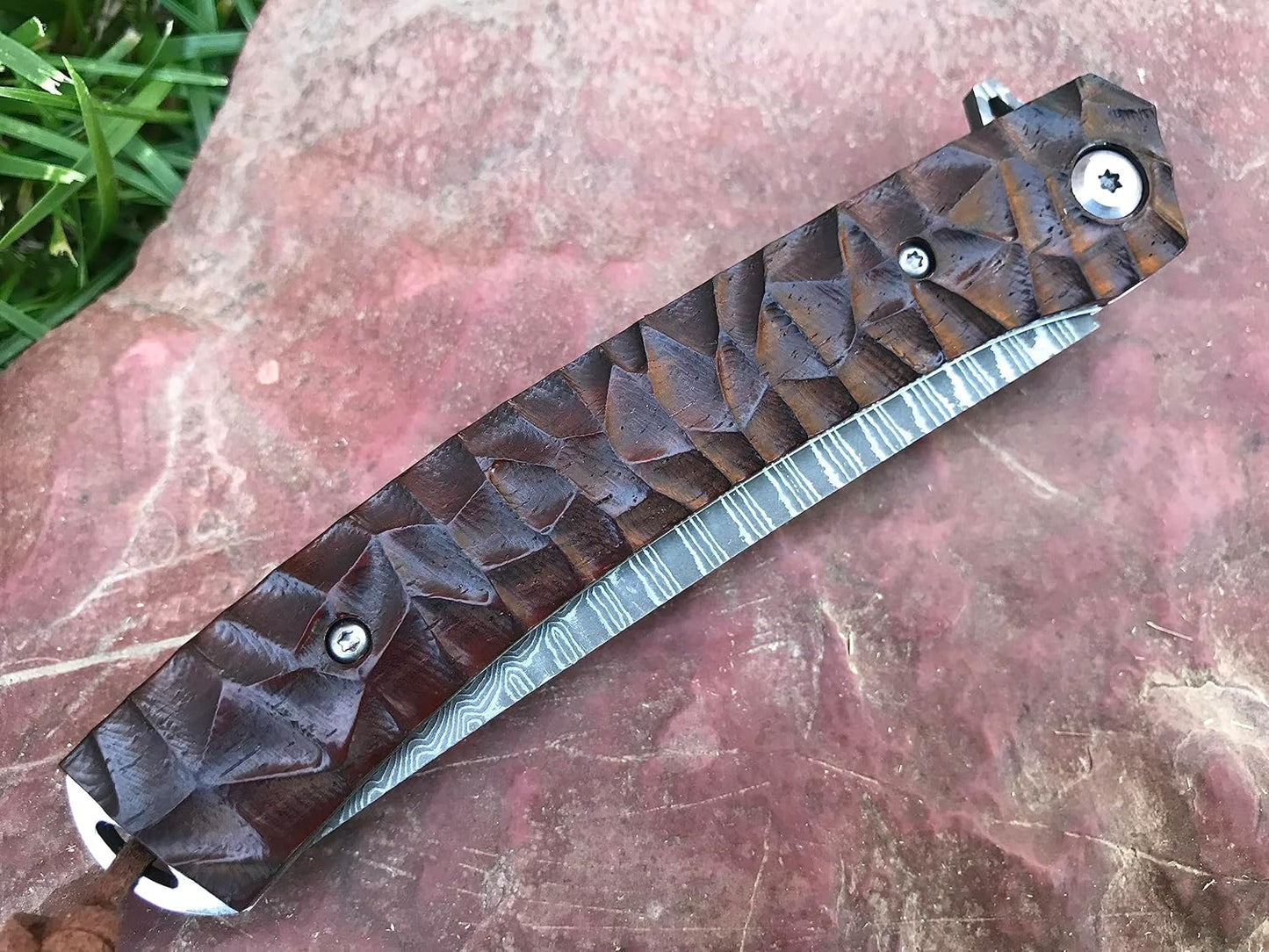 TACTICAL GEARZ Damascus Pocket Knife - EDC Folding Knife with Rosewood Handle - 67 Layer Damascus Steel VG10 Blade Everyday Carry (Alya)