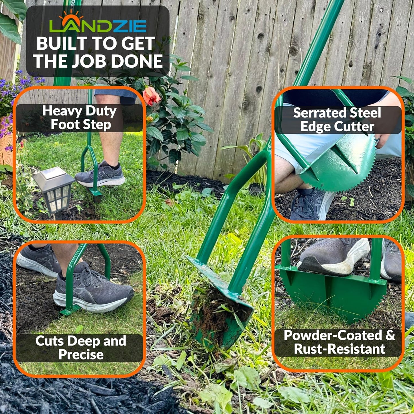 Landzie Root Cutter Edger Lawn Tool, 37 Inch Manual Lawn Edger Tool, Grass Edger, Sidewalk Edger, Garden Edger, Yard Edger, Garden Tools and Landscaping Tools, Edgers for Landscaping, Edging Shovel