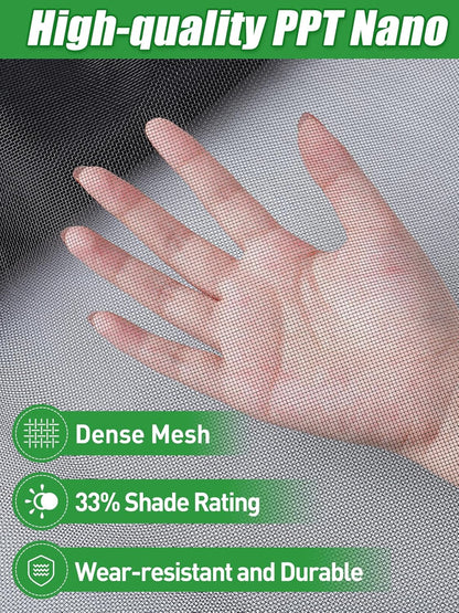 Stronger Garden Mesh Netting - 10 x 12 ft PPT Nano Bird Net Barrier, Mosquito Netting Screen for Outdoor Plants Vegetables Patios Balconies Terraces, Shading Rate 33% (Black)