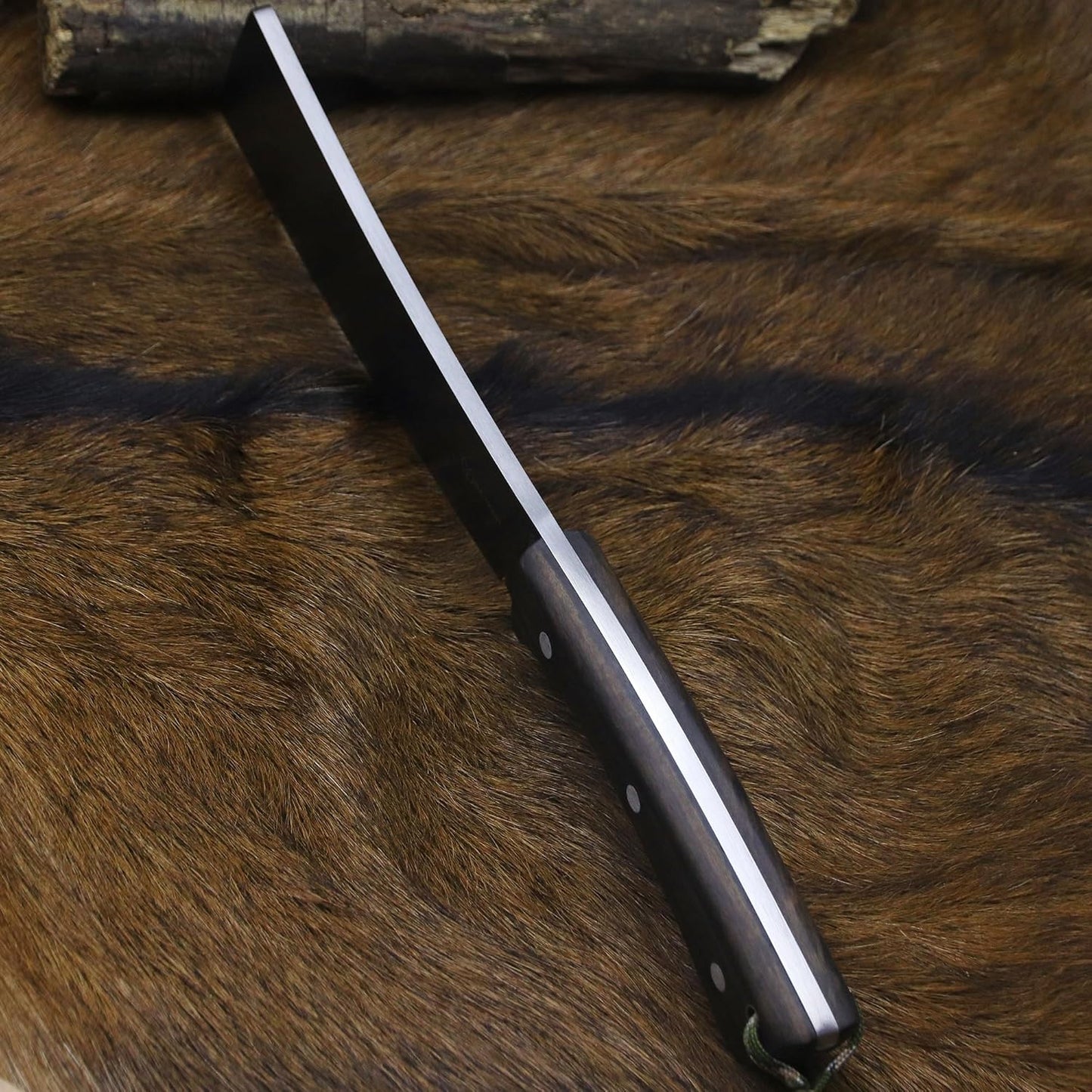 BA-KOR (Pioneer ) (14.6") DC53 steel 6mm thickened full Tang fixed knife+ Wooden sheath &(5.9IN) Cerium Igniter, suitable for outdoor hunting, cutting, chopping, camping, obstacle removal, exploration, fishing, EDC, BBQ (BA-Kb-0A)