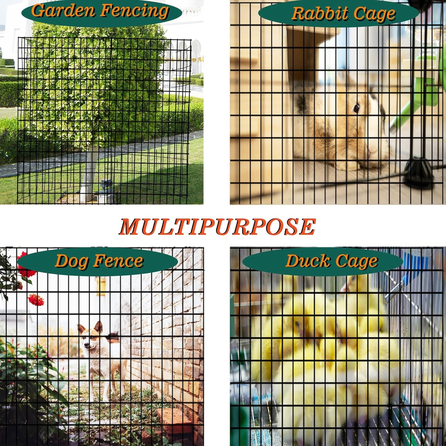 Black Metal Garden Fence, 72inch(H) x 50ft(L), 2 inch x 3 inch,14GA 2/3/4/5/6 Ft Tall Chicken Wire PVC Coated Welded Wire Mesh Roll for Dogs Border Yard Vegetable Plant Protection Poultry Netting