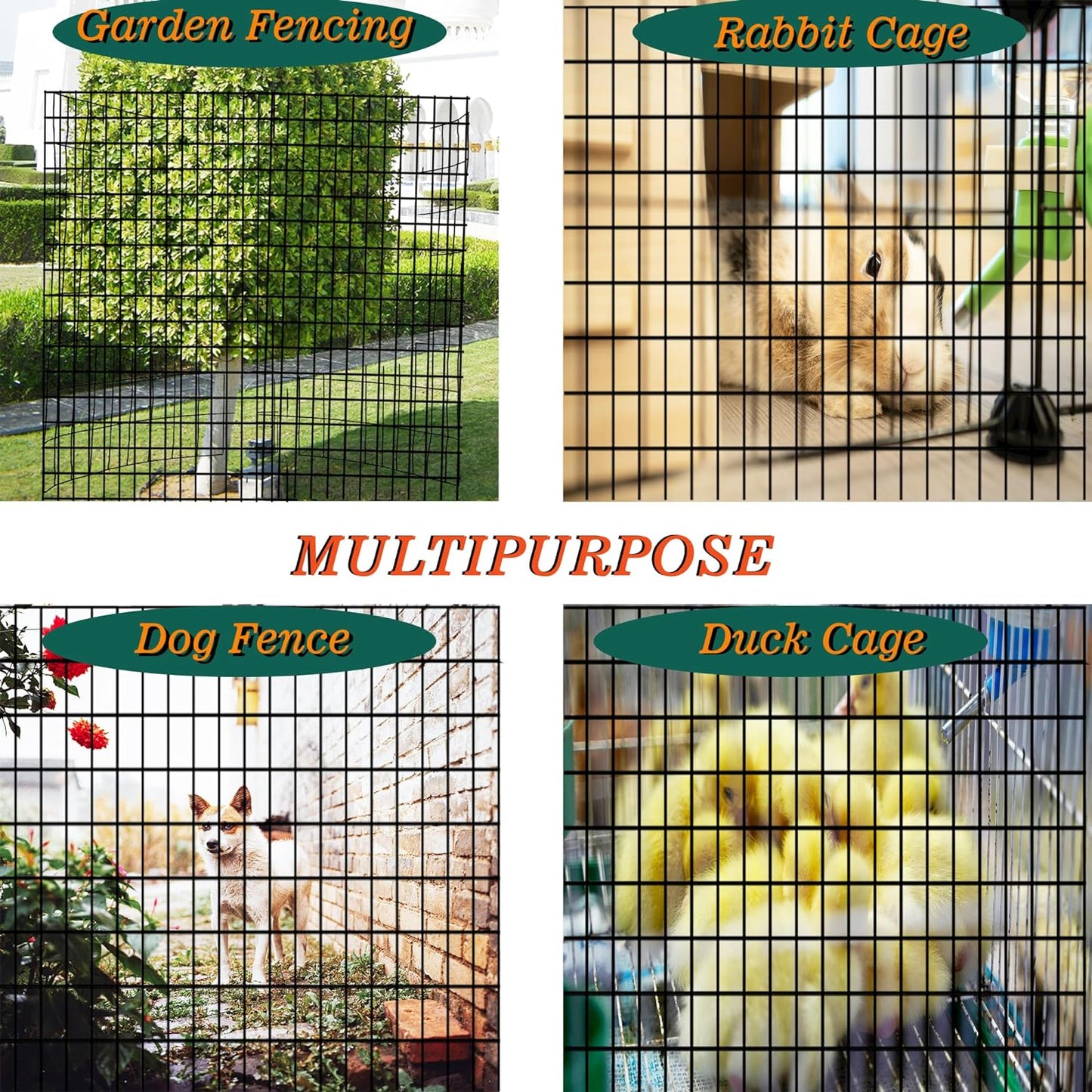 Black Metal Garden Fence, 48inch(H) x 100ft(L), 2 inch x 3 inch,14GA 2/3/4/5/6 Ft Tall Chicken Wire PVC Coated Welded Wire Mesh Roll for Dogs Border Yard Vegetable Plant Protection Poultry Netting