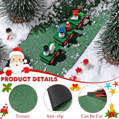 Marspark Christmas Village Accessories 5 x 50 Inch Christmas Miniature Road Village Street Mat Xmas Snow Street Decorations for Little Landscape(Grass Style)