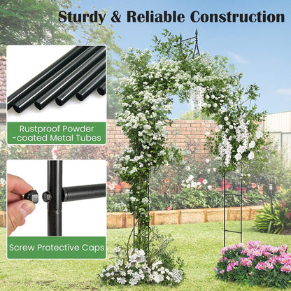 Giantex Metal Garden Arch Trellis - 9.5 FT Wedding Arbor for Ceremony, Garden Arbor for Climbing Plants Rose, Gothic Style Outdoor Archway for Lawn Backdrop Backyard Party Decoration