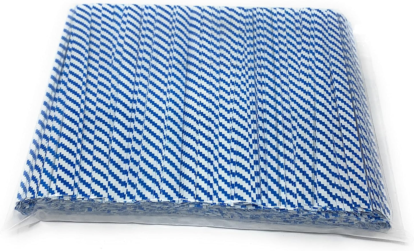 4" Length Twist Ties, 1000 Blue White Plastic Coated, No Rip, Paper Ties Cello General Use, Party Favor Treat Bags, Small Orders Packaging, Closures to Secure Product (1000 Blue White)