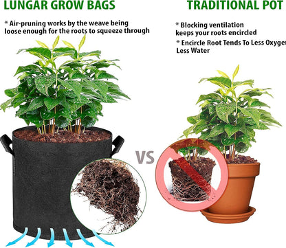 Plant Grow Bags - 20 Gallon 10 Packs Planter Pot, Thickest Aeration 300G Non-Woven Fabric, Reinforced Handles for Weatherproof Nursery Pot, Enhanced Double Seam