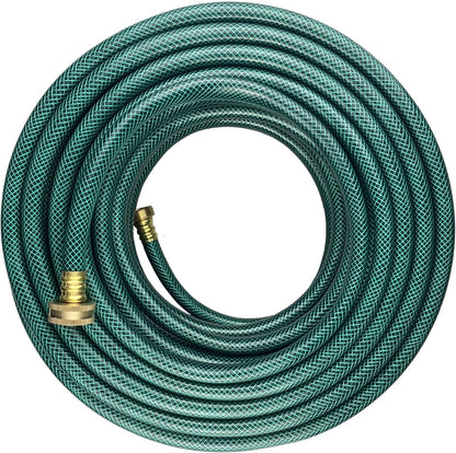 PVC Garden Hose 1/2 Inch Green Heavy Duty Water Hose with Solid Brass Fittings,No Leaking, Flexible,for outdoors,Lawns,Patio (100 FT, Green, Brass Fittings)