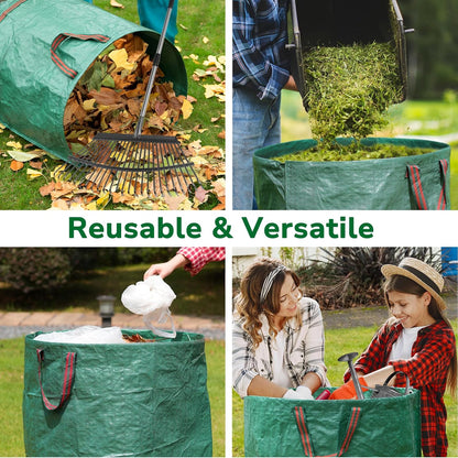 GreatBuddy 72 Gallon Reusable Yard Waste Bag,Heavy Duty,3 Pack Upright Lawn Bags with 4 Reinforced Handles for Garden Leaves and Waste Collection,Lightweight and Portable